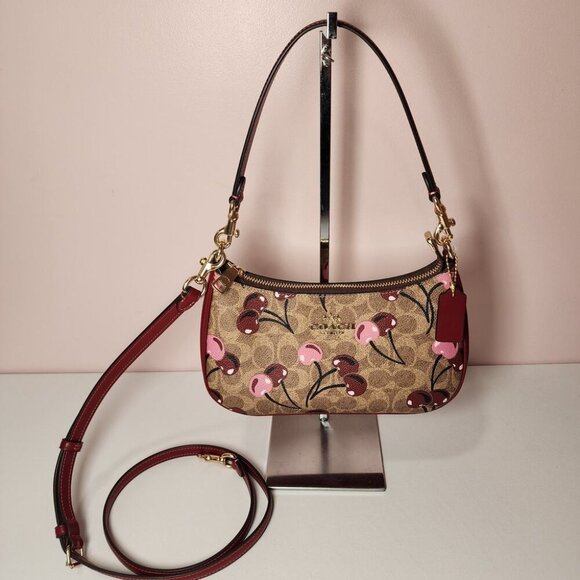 Coach Teri Shoulder Bag In Signature Canvas With Cherry Print - Picture 1 of 5